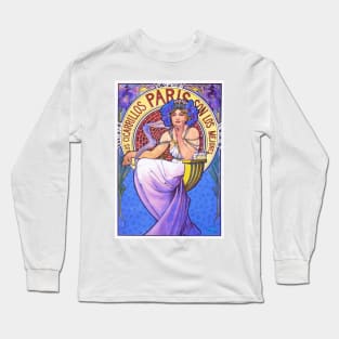 Cigarillos Paris by Alfons Mucha - Vintage Art Nouveau Advertising Poster Design Long Sleeve T-Shirt